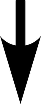 Sharp Down Arrow icon from Primitive Set. This isolated flat symbol is drawn with black color on a white background.