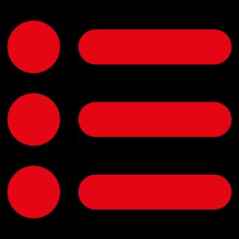 Items icon from Primitive Set. This isolated flat symbol is drawn with red color on a black background, angles are rounded.
