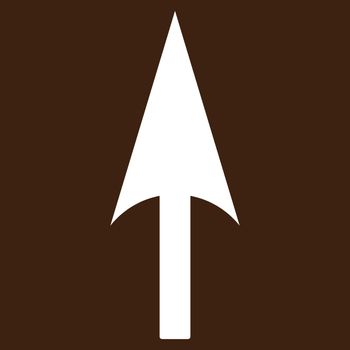 Arrow Axis Y icon from Primitive Set. This isolated flat symbol is drawn with white color on a brown background, angles are rounded.