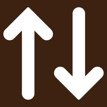 Flip Vertical icon from Primitive Set. This isolated flat symbol is drawn with white color on a brown background, angles are rounded.