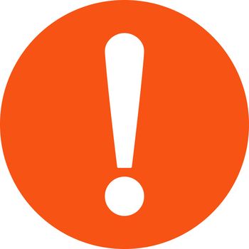 Problem icon from Primitive Set. This isolated flat symbol is drawn with orange color on a white background, angles are rounded.