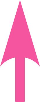 Arrow Axis Y icon from Primitive Set. This isolated flat symbol is drawn with pink color on a white background, angles are rounded.