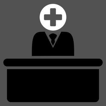 Medical Bureaucrat vector icon. Style is bicolor flat symbol, black and white colors, rounded angles, gray background.