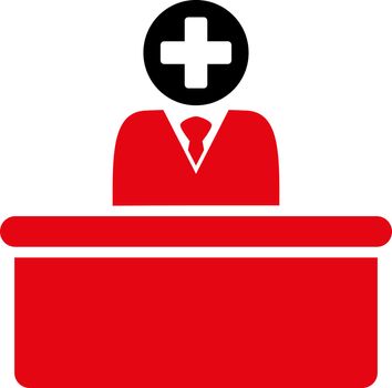 Medical Bureaucrat vector icon. Style is bicolor flat symbol, intensive red and black colors, rounded angles, white background.