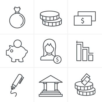 Line Icons Style banking icons