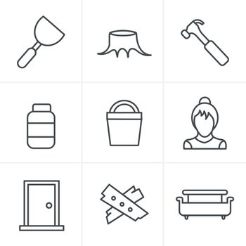Line Icons Style  Icons set carpentry