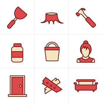 Icons Style  Icons set carpentry