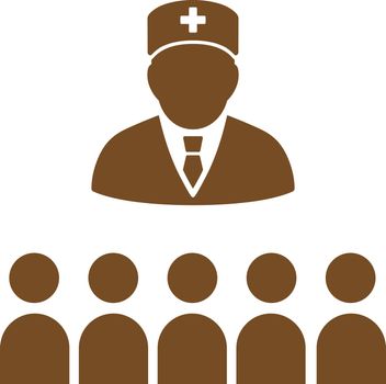 Medical Class vector icon. Style is flat symbol, brown color, rounded angles, white background.