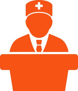 Health Care Official vector icon. Style is flat symbol, orange color, rounded angles, white background.