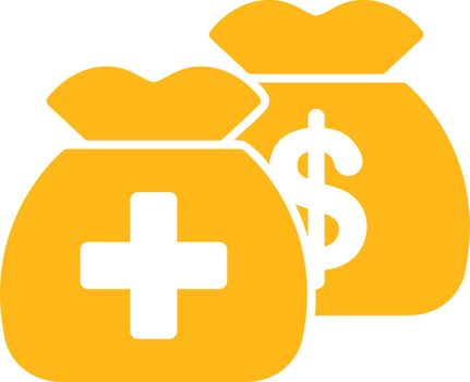 Health Care Funds vector icon. Style is flat symbol, yellow color, rounded angles, white background.