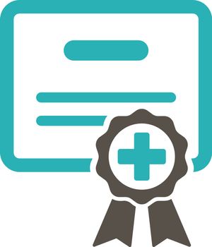Medical Certificate vector icon. Style is bicolor flat symbol, grey and cyan colors, rounded angles, white background.