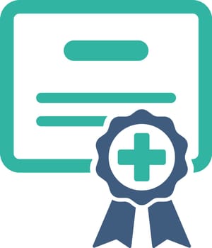 Medical Certificate vector icon. Style is bicolor flat symbol, cobalt and cyan colors, rounded angles, white background.