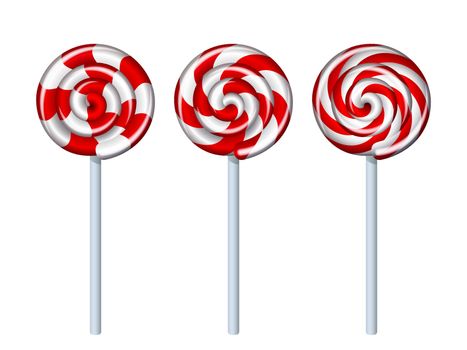 Vector set with red and white candies on white background