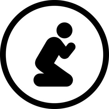 Pray vector icon. This rounded flat symbol is drawn with black color on a white background.
