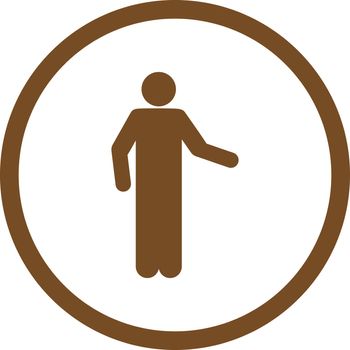 Invitation vector icon. This rounded flat symbol is drawn with brown color on a white background.
