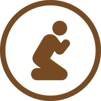 Pray vector icon. This rounded flat symbol is drawn with brown color on a white background.