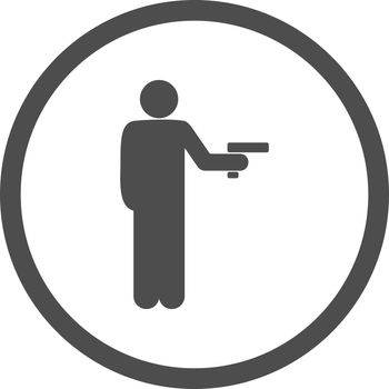 Robbery vector icon. This rounded flat symbol is drawn with gray color on a white background.