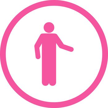Invitation vector icon. This rounded flat symbol is drawn with pink color on a white background.