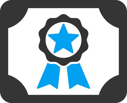 Award Diploma vector icon. Style is bicolor flat symbol, blue and gray colors, rounded angles, white background.