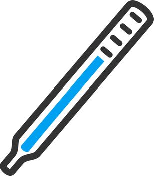 Medical Thermometer vector icon. Style is bicolor flat symbol, blue and gray colors, rounded angles, white background.
