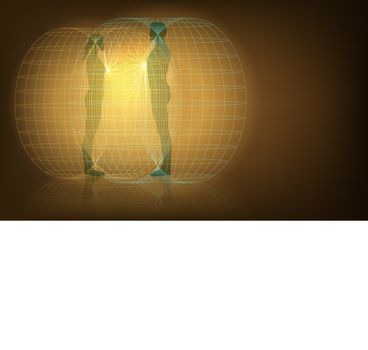 Vector Conceptual Illustration of Man and Woman Auras Interaction, Eps10 vector, Gradient Mesh and Transparency Used