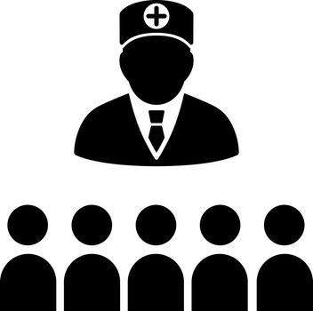 Doctor Class vector icon. Style is flat symbol, black color, rounded angles, white background.