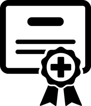 Medical Certificate vector icon. Style is flat symbol, black color, rounded angles, white background.