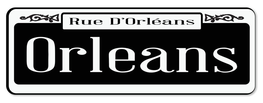 New Orleons street sign of Rue D'Orleans over a white background