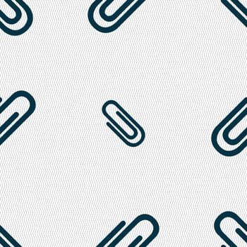 Paper clip sign icon. Clip symbol. Seamless abstract background with geometric shapes. Vector illustration
