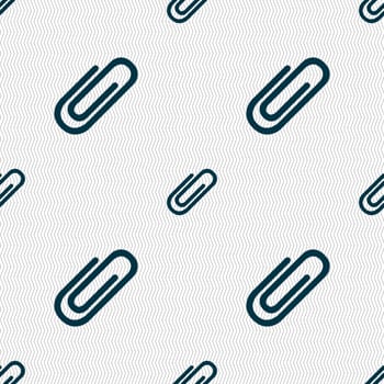 Paper clip sign icon. Clip symbol. Seamless abstract background with geometric shapes. Vector illustration