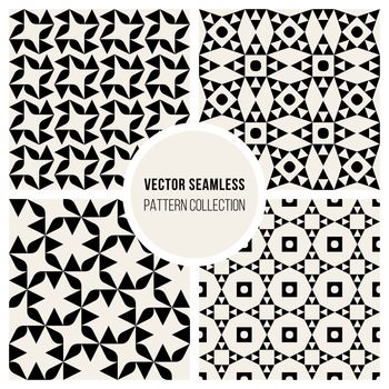 Vector Seamless Black and White Geometric Pattern Collection Background Tiling
