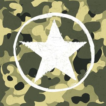 Military star on camouflage pattern