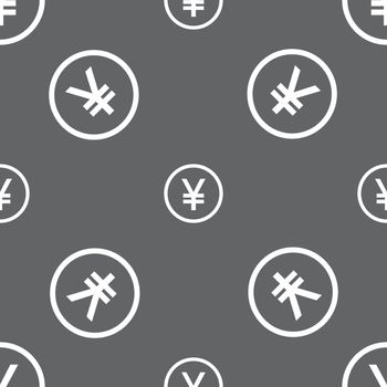 Japanese Yuan icon sign. Seamless pattern on a gray background. Vector illustration