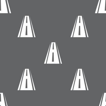 Road icon sign. Seamless pattern on a gray background. Vector illustration