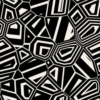 Vector Seamless Black & White Abstract Mosaic Distorted Pattern