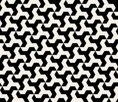 Vector Seamless Black and White Hexagonal Triangle Shape Tiling Pattern Background