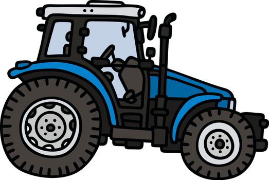 Hand drawing of a blue tractor - not a real type
