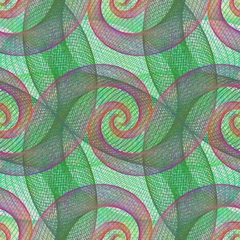 Computer generated repeating wired spiral pattern background