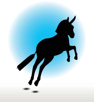Vector Image, donkey silhouette, in leap pose, isolated on white background
