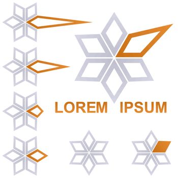 Grey and orange star symbol business icon design set