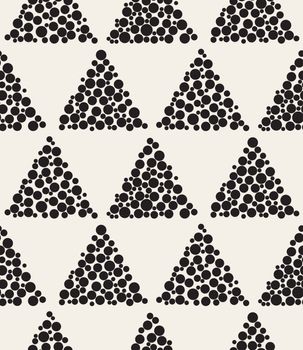 Vector Seamless Black and White Triangle Circle Filled Shape Checker Grid Pattern Abstract Background