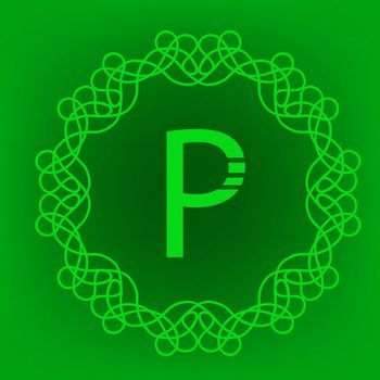 Simple  Monogram P Design Template on Green Background