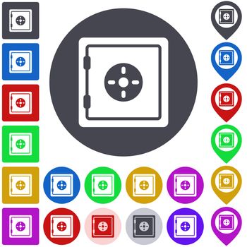 Color safe icon set. Square, circle and pin versions.