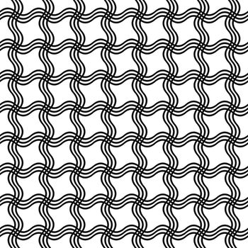Repeating black white wave line grid pattern