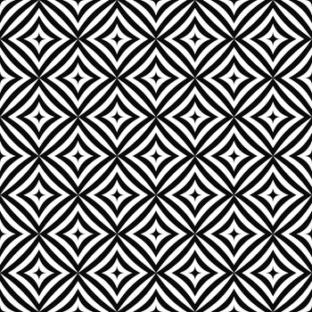 Seamless geometric monochrome angular curved rectangle pattern