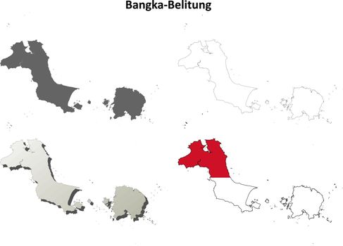 Bangka-Belitung blank detailed vector outline map set