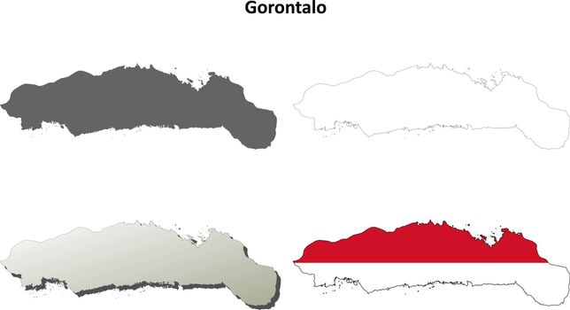 Gorontalo blank detailed vector outline map set