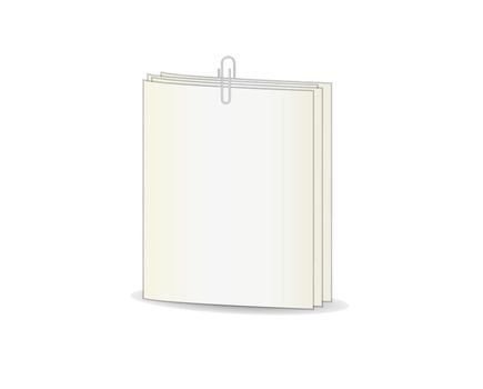 papers and one paper clip on white background, isolated