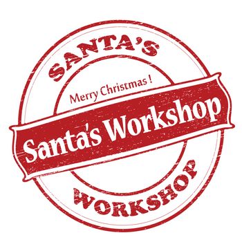 Rubber stamp with text Santa workshop inside, vector illustration