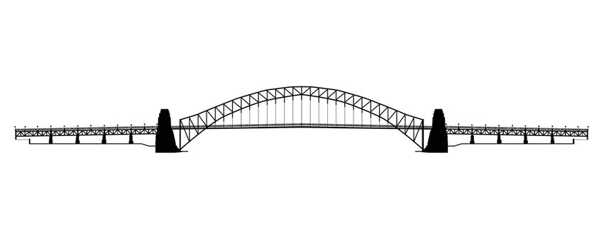 Silhouette of the Sydney harbour bridge in Australia